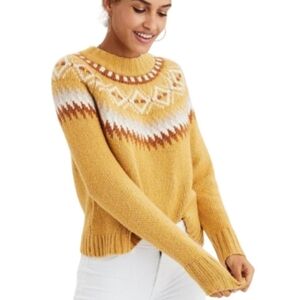 American Eagle Mustard Nordic FairIsle Sweater Size S